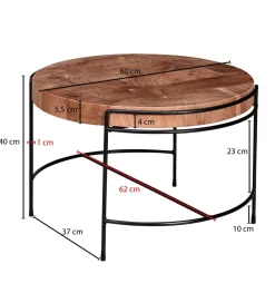 WOHNLING, GERMANY Stolik kawowy RIBERA 62 cm drewno akacja