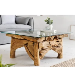Invicta Interior Stolik kawowy RIVERSIDE 80 cm drewno teak bez szkła