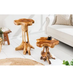 Invicta Interior - przedsprzedaż Stolik kawowy ROOT 70 cm drewno teak naturalny