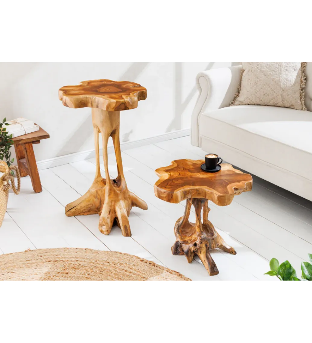 Invicta Interior - przedsprzedaż Stolik kawowy ROOT 70 cm drewno teak naturalny