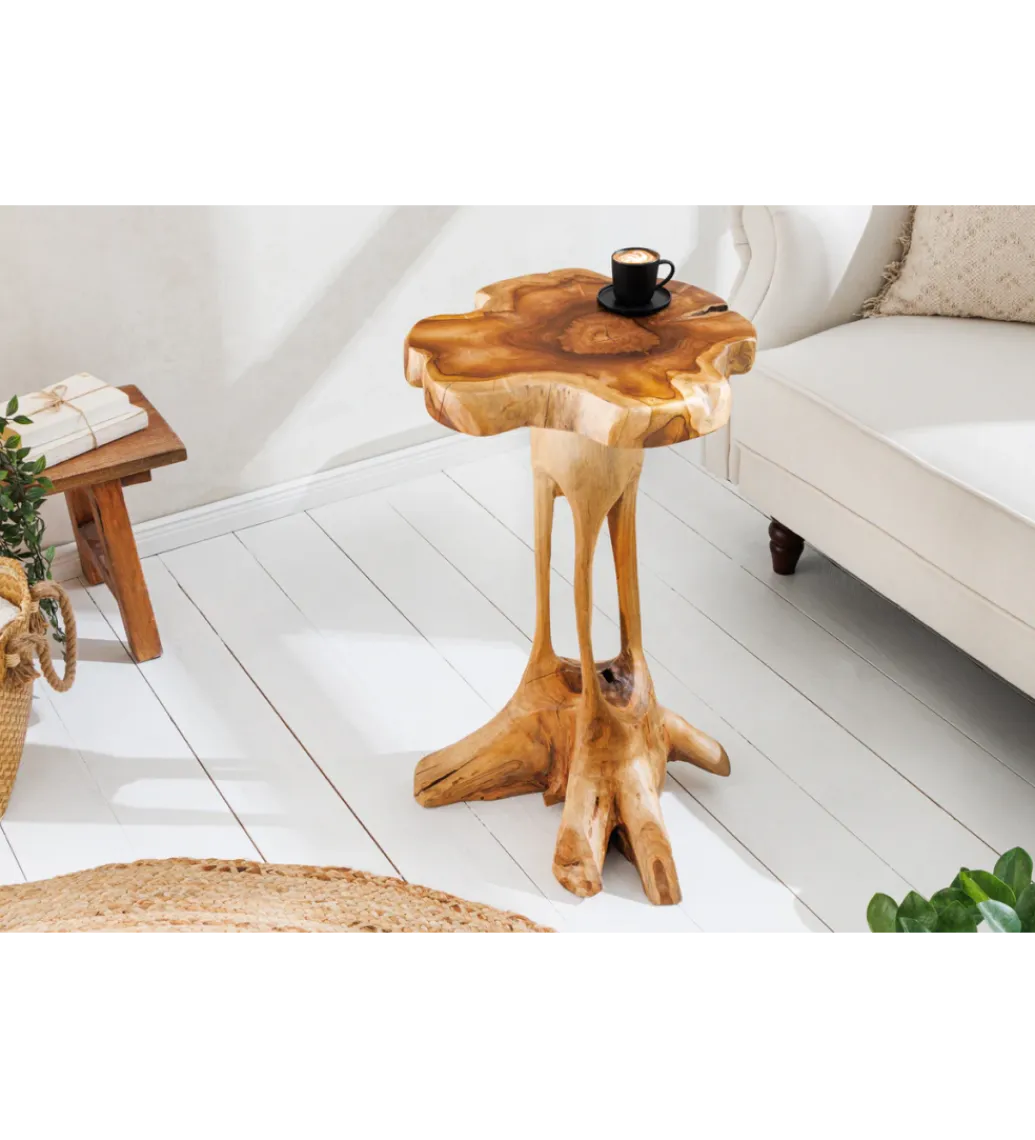 Invicta Interior - przedsprzedaż Stolik kawowy ROOT 70 cm drewno teak naturalny