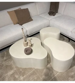 LF-Design Stolik kawowy SANDI  Organic 83 cm kremowy