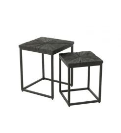J-Line Stolik kawowy Shanil set 2 drewno czarny