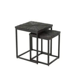 J-Line Stolik kawowy Shanil set 2 drewno czarny