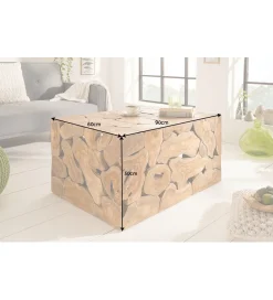 Invicta Interior - przedsprzedaż Stolik kawowy SHARK 90 cm drewno Teak