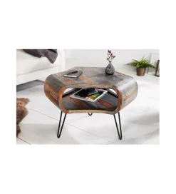 Invicta Interior Stolik kawowy SPIN RETRO 60 cm drewno Sheesham