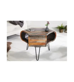 Invicta Interior Stolik kawowy SPIN RETRO 60 cm drewno Sheesham