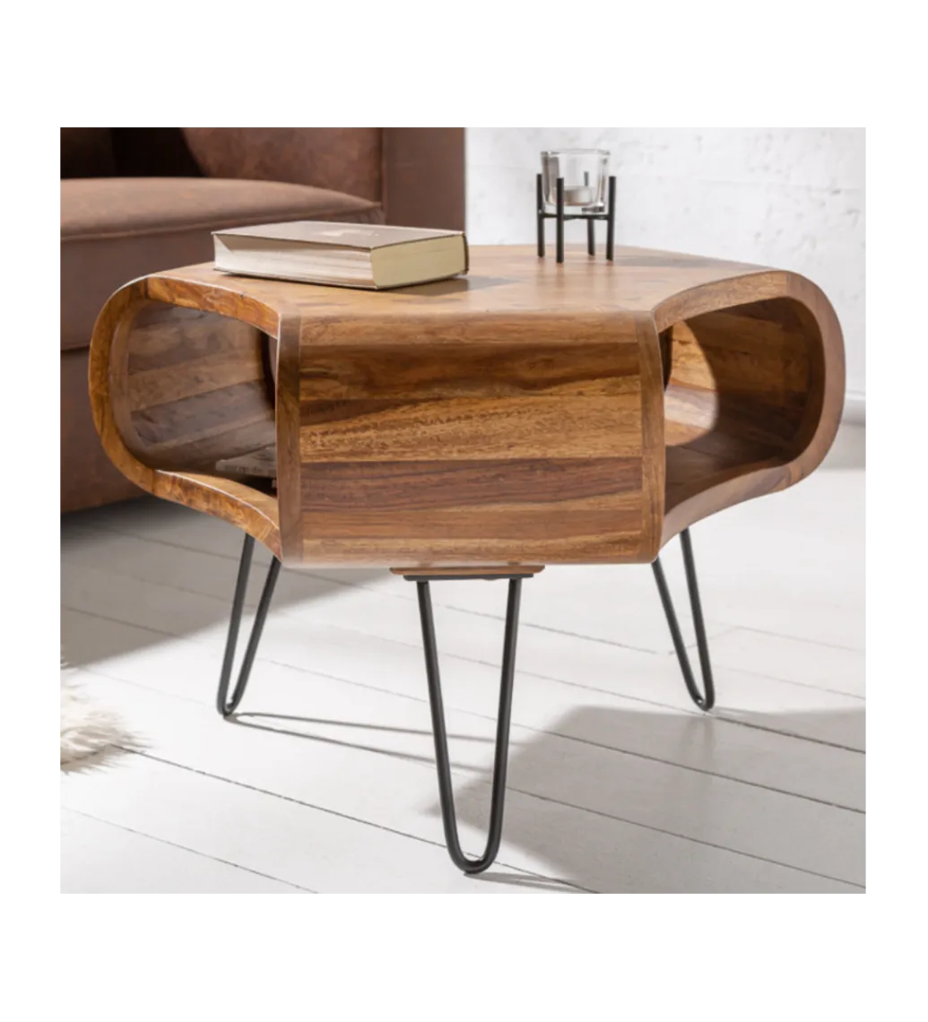 Invicta Interior Stolik kawowy SPIN RETRO 60 cm drewno Sheesham