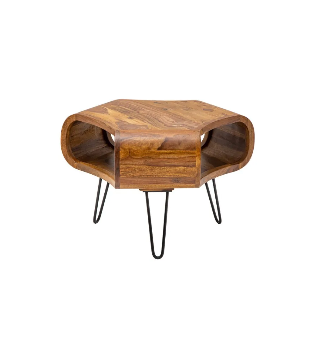 Invicta Interior Stolik kawowy SPIN RETRO 60 cm drewno Sheesham