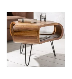 Invicta Interior Stolik kawowy SPIN RETRO 60 cm drewno Sheesham