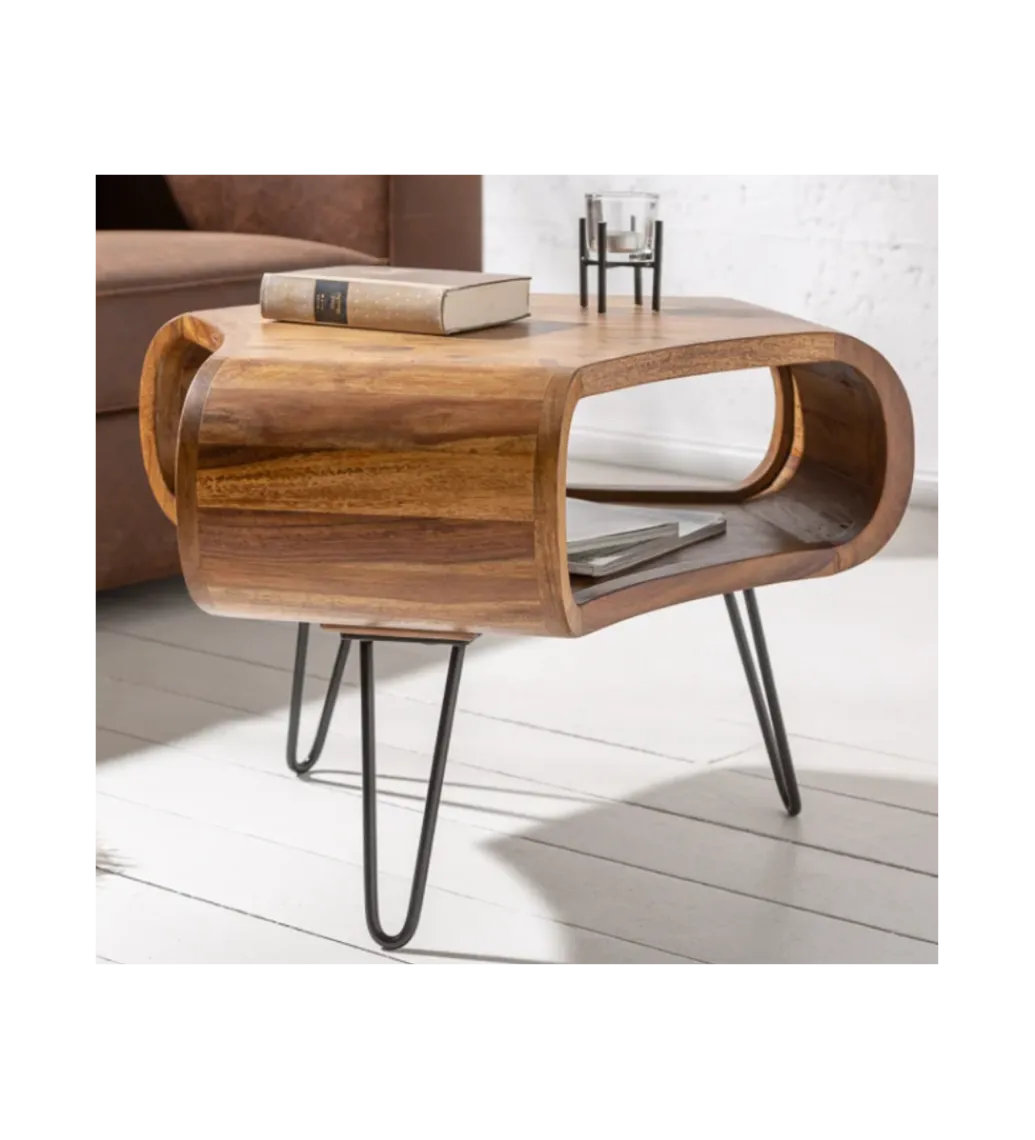 Invicta Interior Stolik kawowy SPIN RETRO 60 cm drewno Sheesham