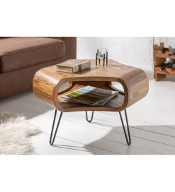 Invicta Interior Stolik kawowy SPIN RETRO 60 cm drewno Sheesham