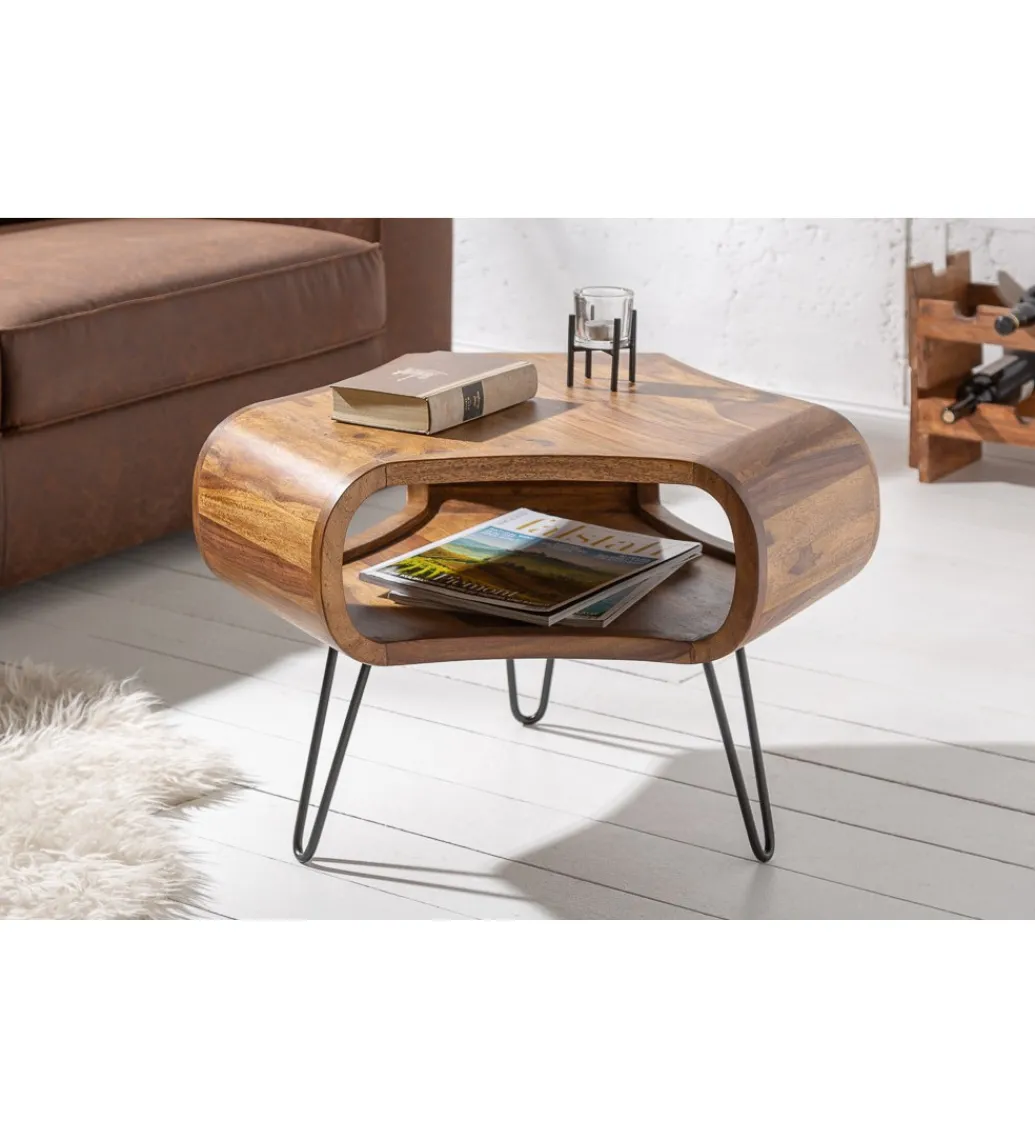 Invicta Interior Stolik kawowy SPIN RETRO 60 cm drewno Sheesham
