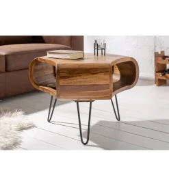Invicta Interior Stolik kawowy SPIN RETRO 60 cm drewno Sheesham
