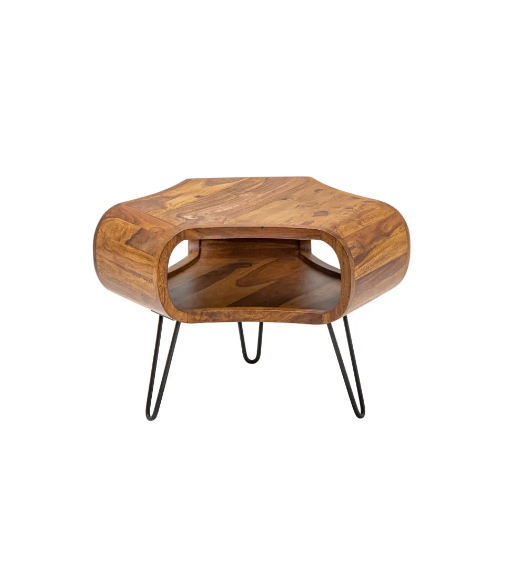 Invicta Interior Stolik kawowy SPIN RETRO 60 cm drewno Sheesham