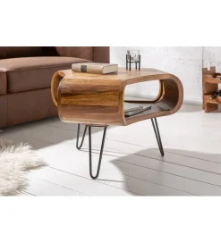 Invicta Interior Stolik kawowy SPIN RETRO 60 cm drewno Sheesham