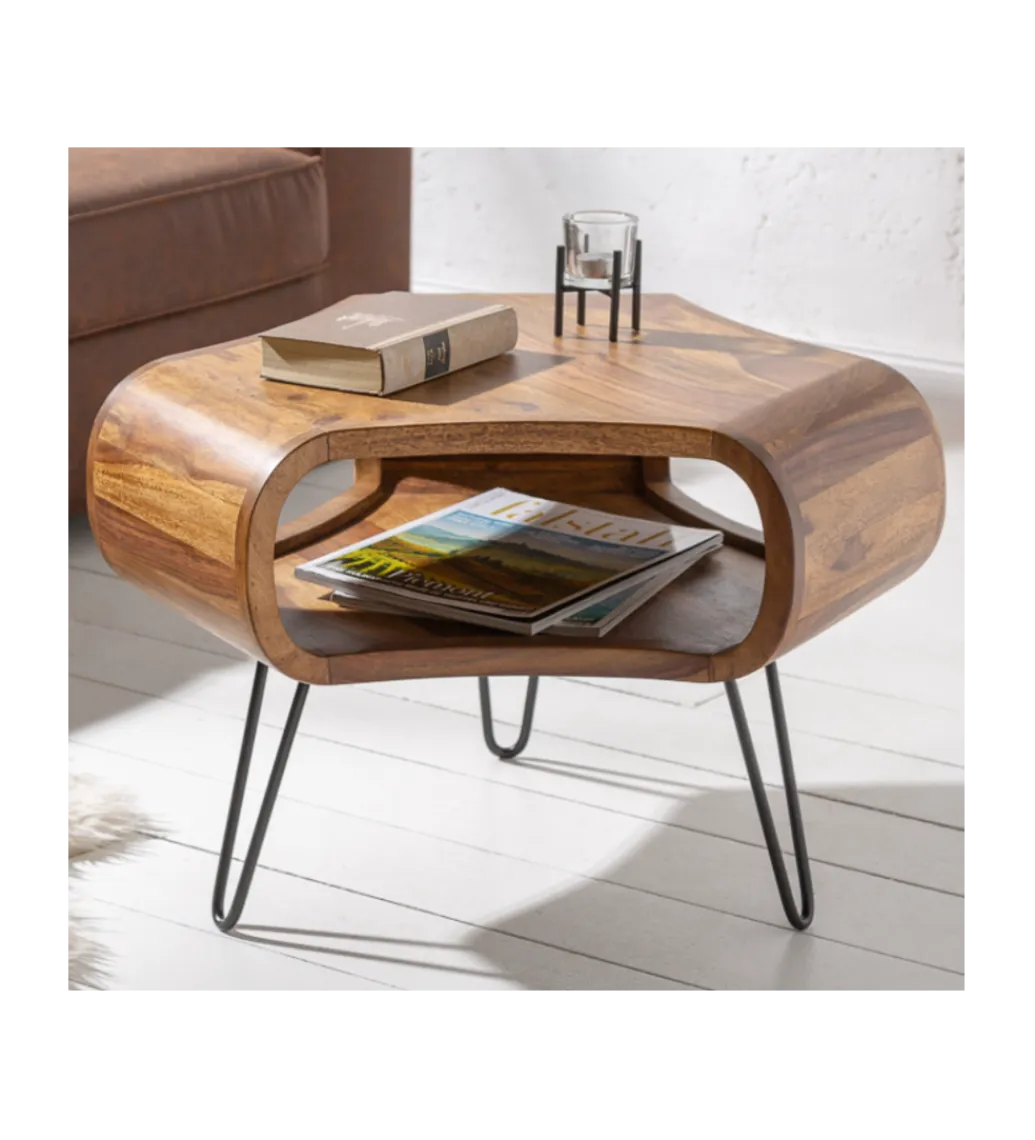 Invicta Interior Stolik kawowy SPIN RETRO 60 cm drewno Sheesham