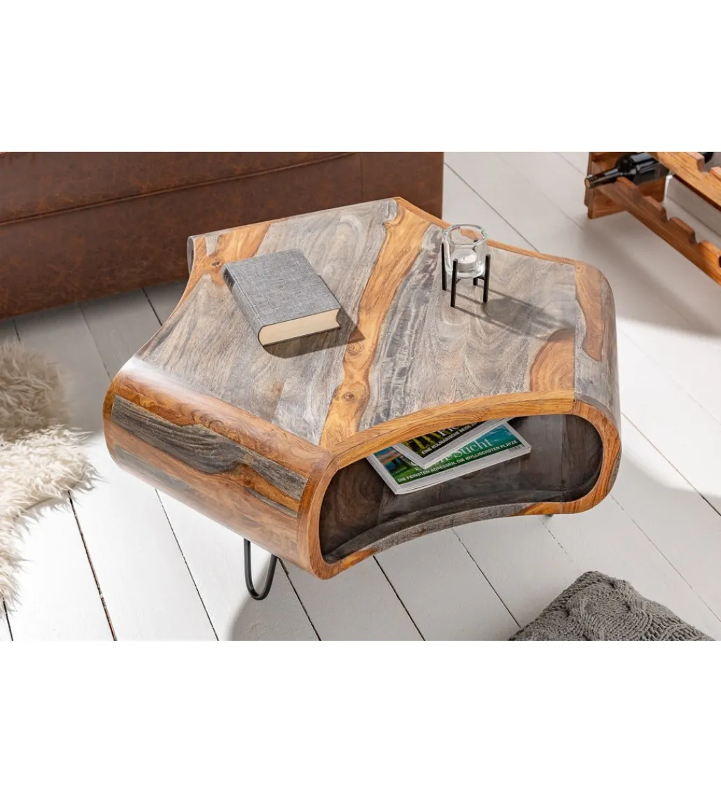 Invicta Interior Stolik kawowy SPIN RETRO 70 cm drewno Sheesham