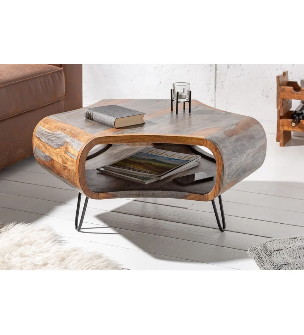 Invicta Interior Stolik kawowy SPIN RETRO 70 cm drewno Sheesham