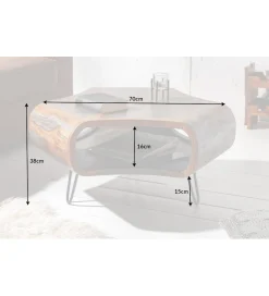 Invicta Interior Stolik kawowy SPIN RETRO 70 cm drewno Sheesham