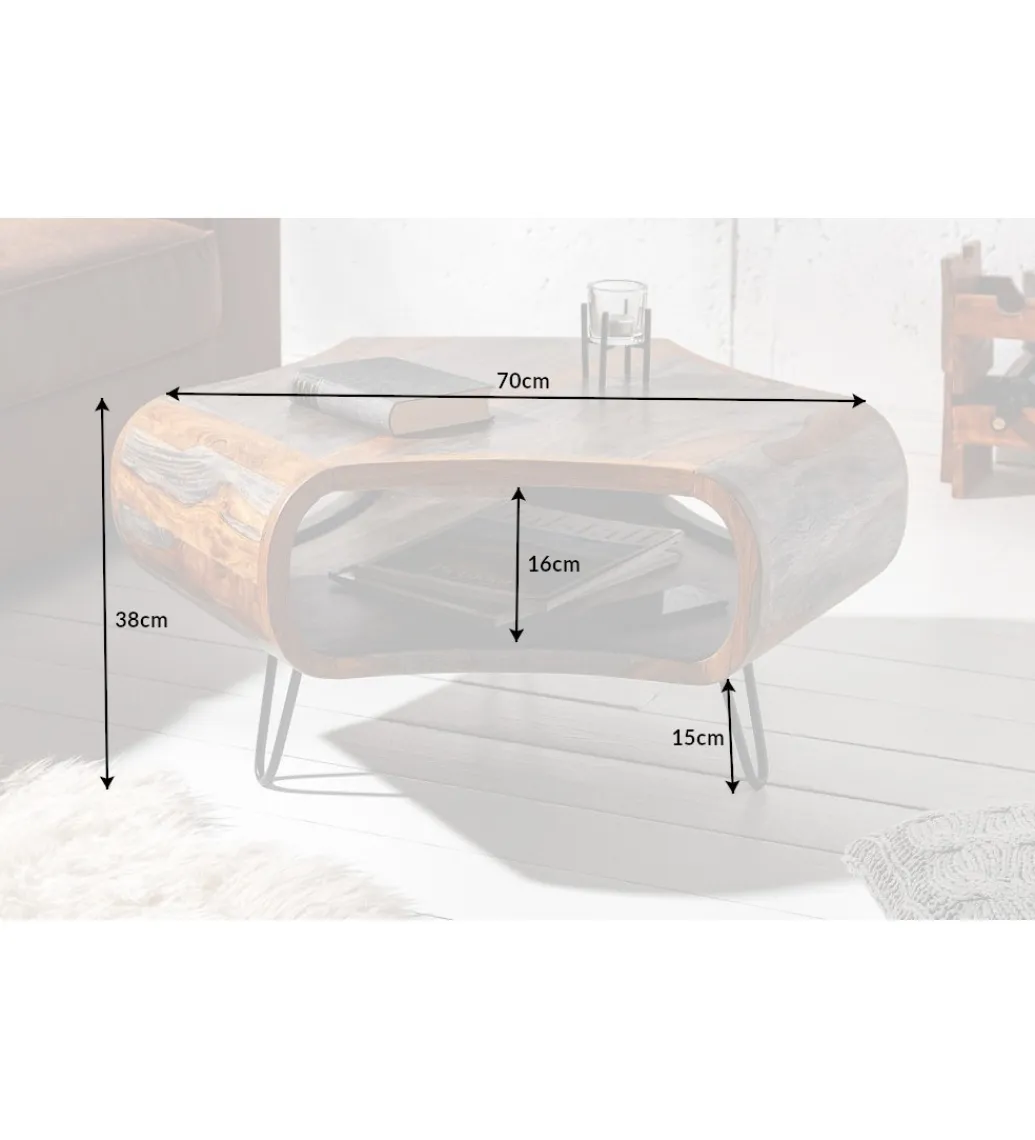 Invicta Interior Stolik kawowy SPIN RETRO 70 cm drewno Sheesham