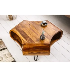 Invicta Interior Stolik kawowy SPIN RETRO drewno Sheesham
