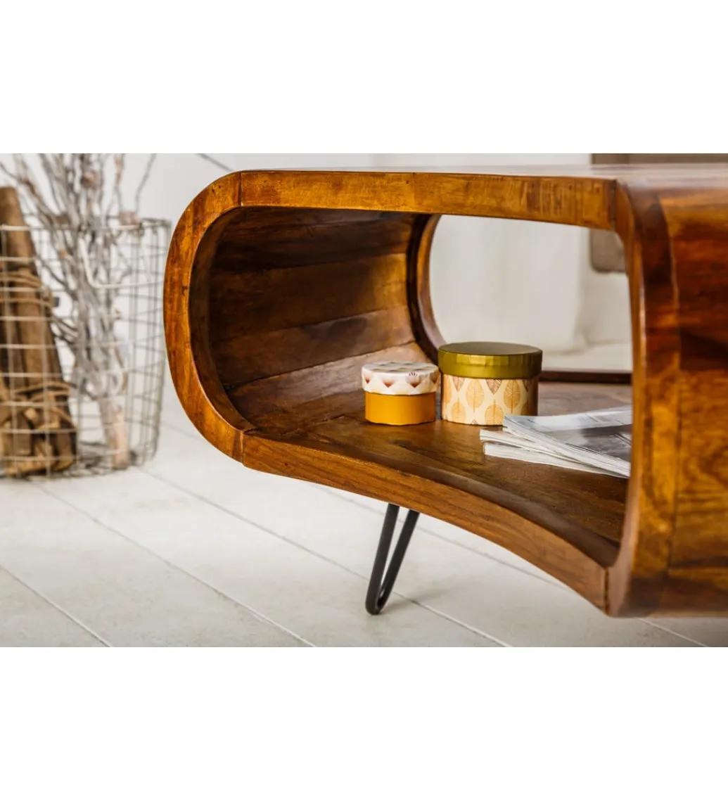 Invicta Interior Stolik kawowy SPIN RETRO drewno Sheesham