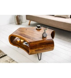Invicta Interior Stolik kawowy SPIN RETRO drewno Sheesham