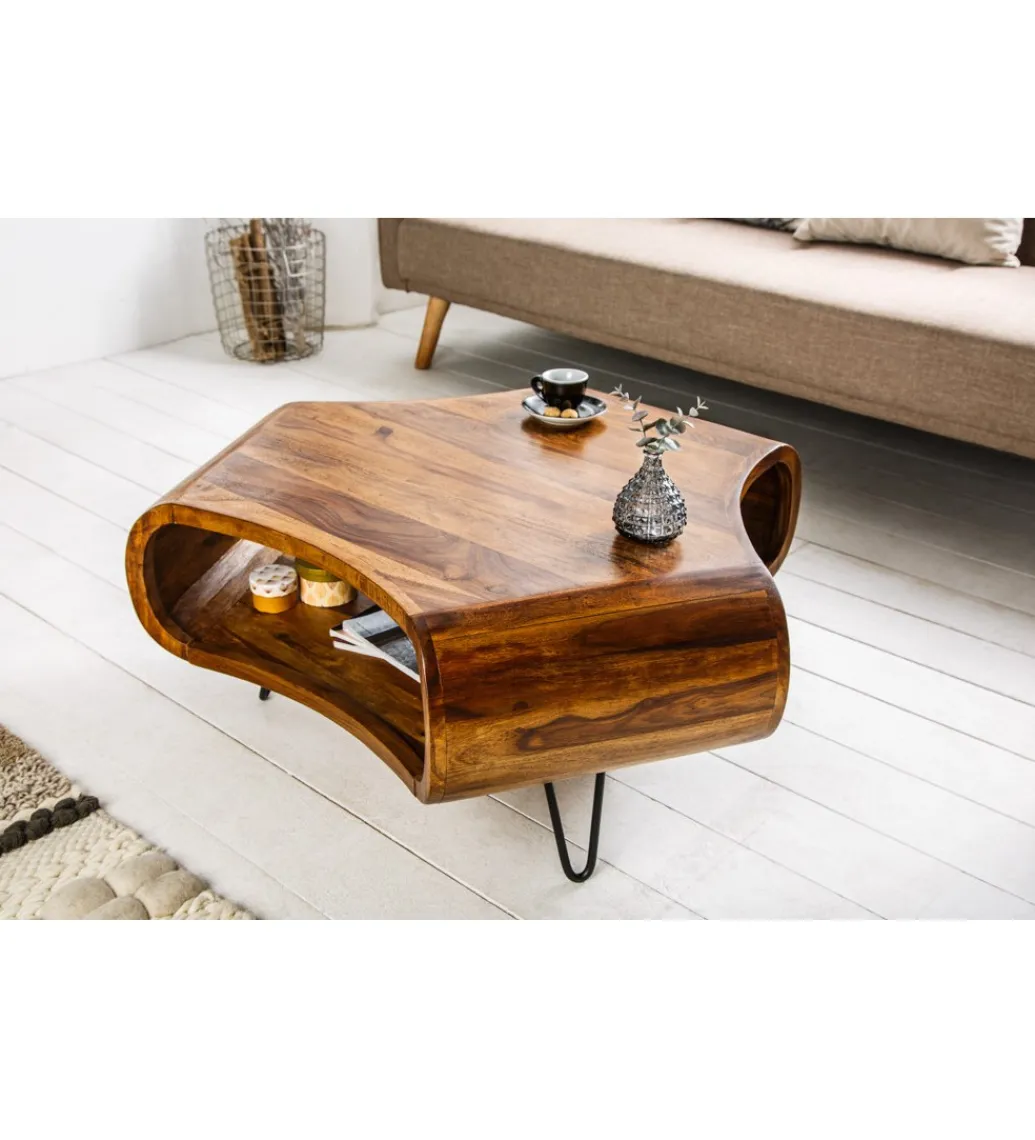 Invicta Interior Stolik kawowy SPIN RETRO drewno Sheesham
