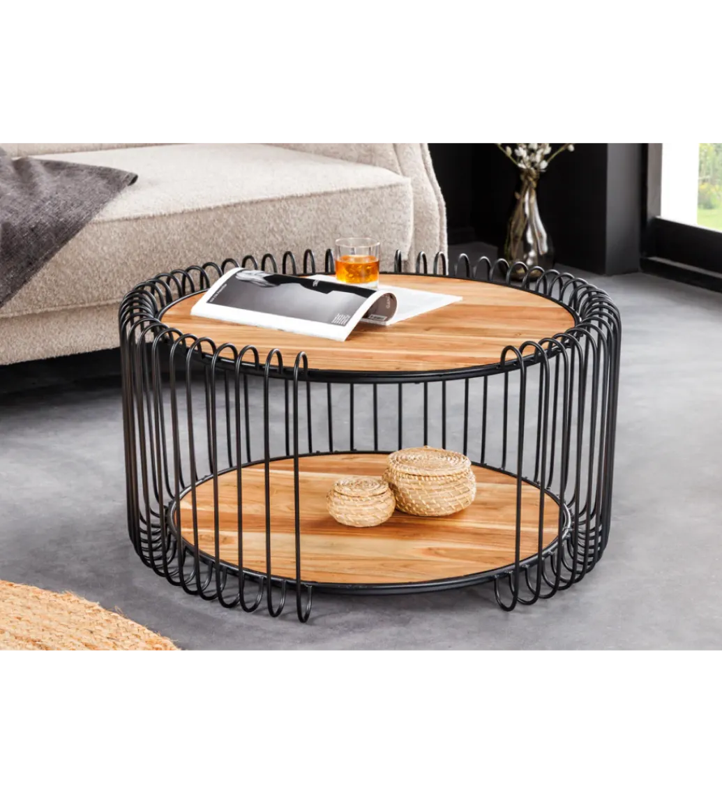 Invicta Interior Stolik kawowy TRUE ELEMENTS 70 cm drewno akacjowe czarny naturalny
