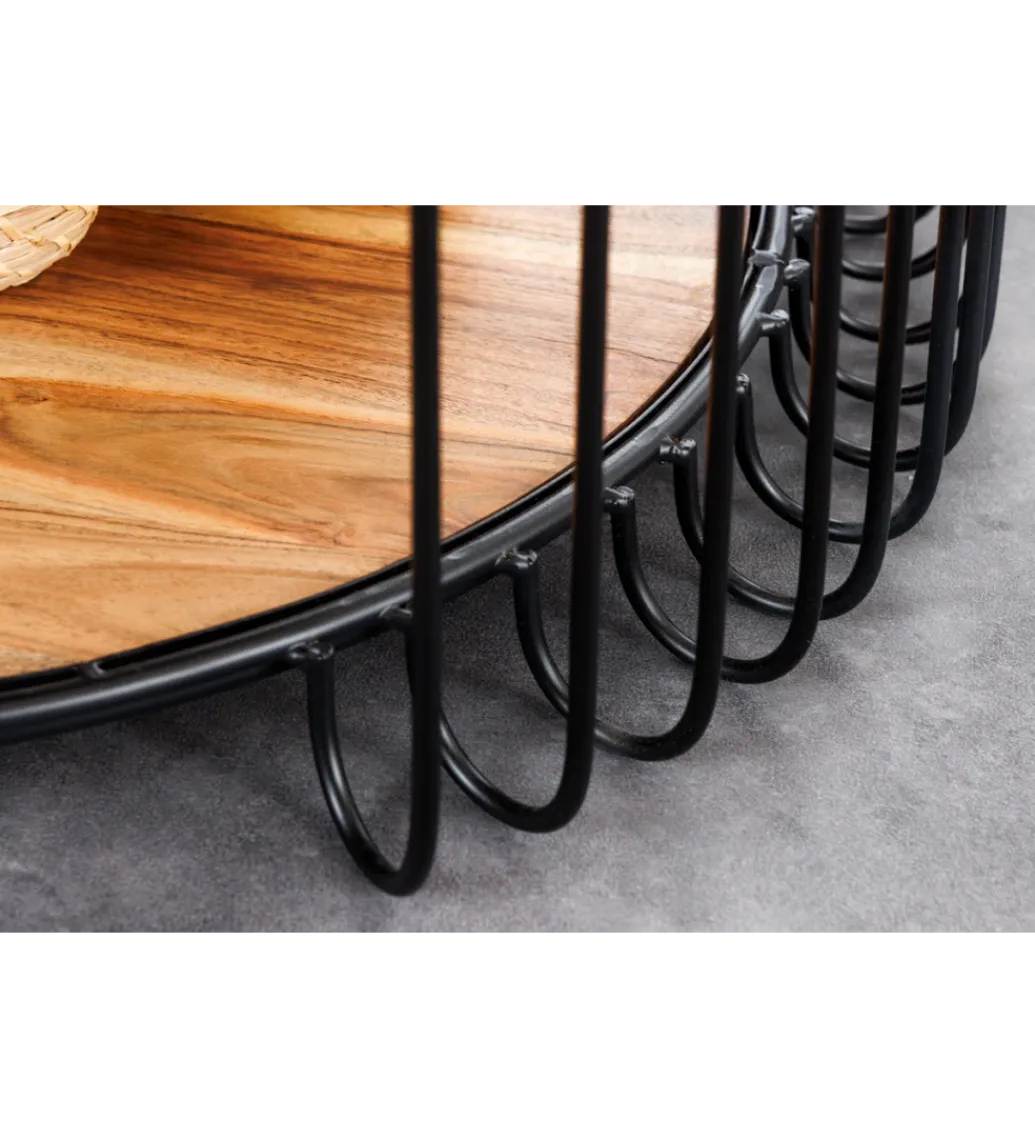 Invicta Interior Stolik kawowy TRUE ELEMENTS 70 cm drewno akacjowe czarny naturalny