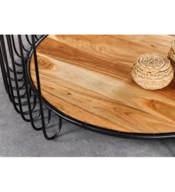 Invicta Interior Stolik kawowy TRUE ELEMENTS 70 cm drewno akacjowe czarny naturalny
