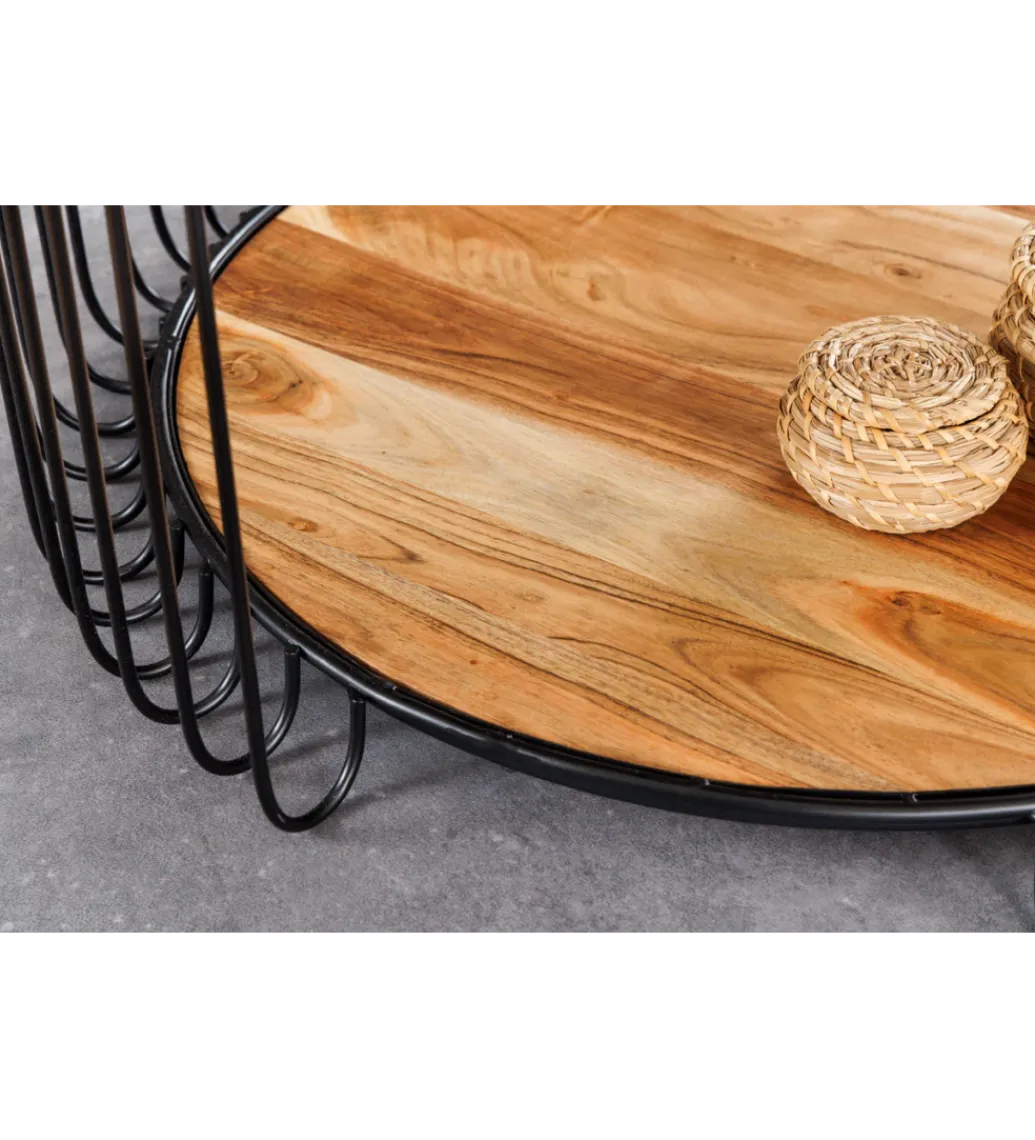Invicta Interior Stolik kawowy TRUE ELEMENTS 70 cm drewno akacjowe czarny naturalny