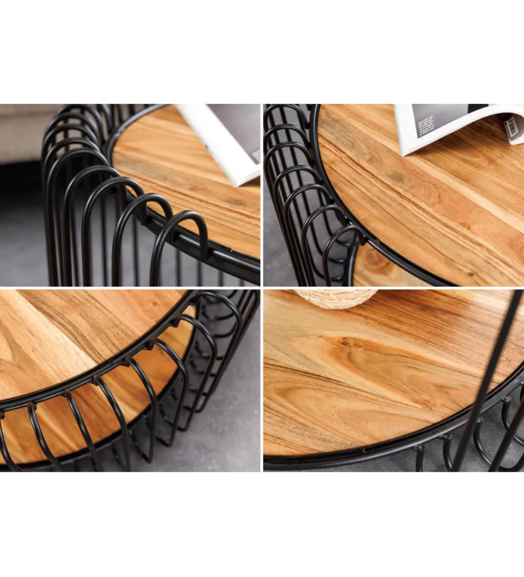 Invicta Interior Stolik kawowy TRUE ELEMENTS 70 cm drewno akacjowe czarny naturalny