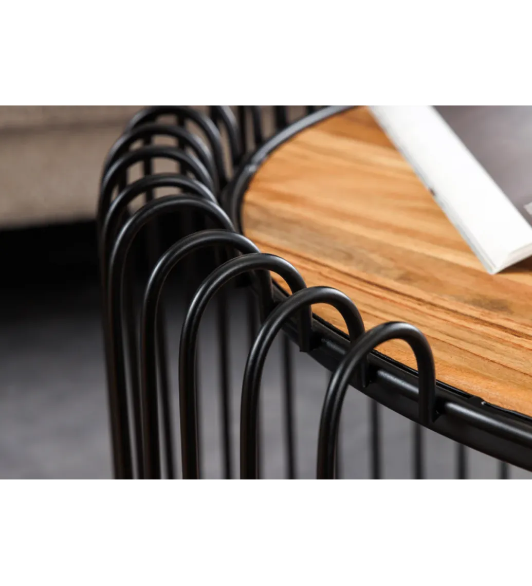 Invicta Interior Stolik kawowy TRUE ELEMENTS 70 cm drewno akacjowe czarny naturalny