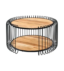 Invicta Interior Stolik kawowy TRUE ELEMENTS 70 cm drewno akacjowe czarny naturalny