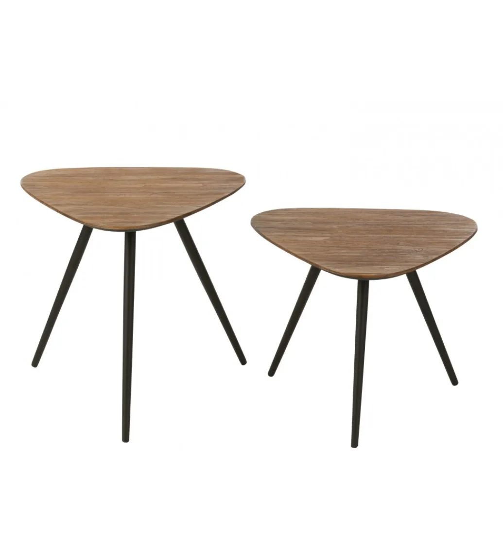 J-Line Stolik kawowy UDINE set 2 drewno teak