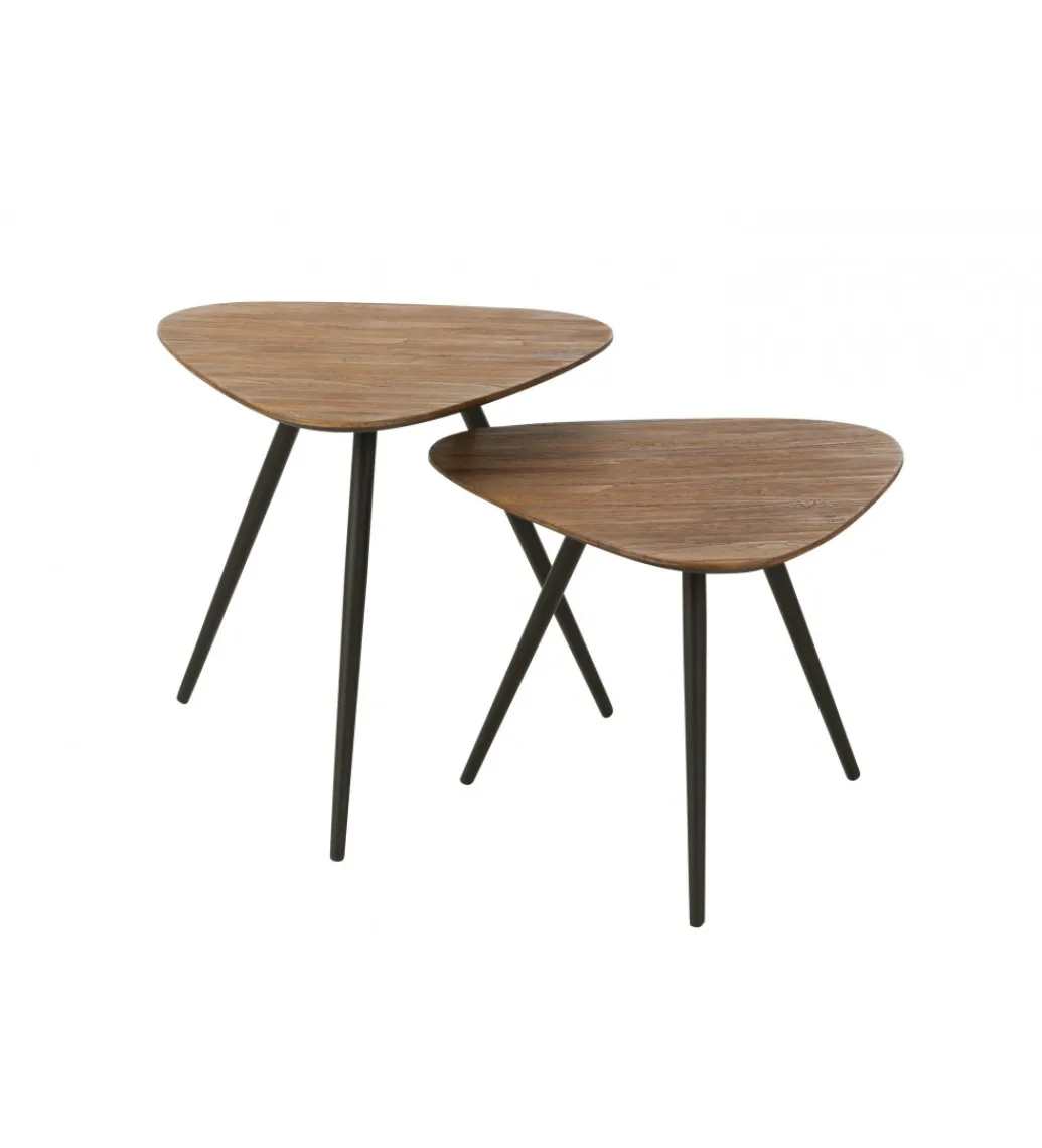 J-Line Stolik kawowy UDINE set 2 drewno teak