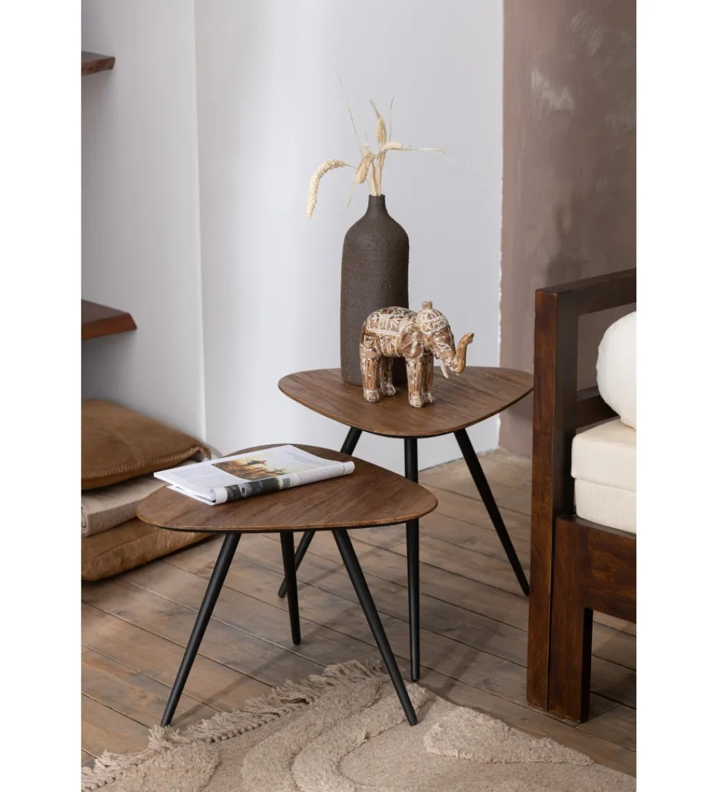 J-Line Stolik kawowy UDINE set 2 drewno teak