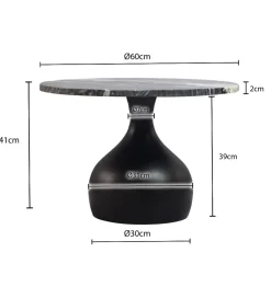 WOHNLING, GERMANY Stolik kawowy URANAKI 60 cm blat marmur