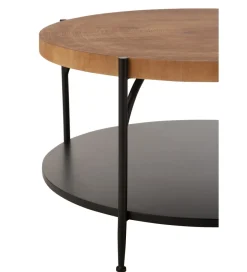 J-Line Stolik kawowy VONI 80 cm w optyce drewna