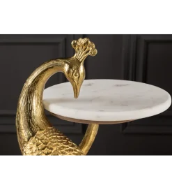 Invicta Interior - przedsprzedaż Stolik kawowy WILDLIFE PEACOCK 75 cm złoty