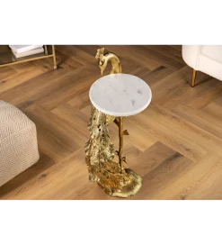 Invicta Interior - przedsprzedaż Stolik kawowy WILDLIFE PEACOCK 75 cm złoty
