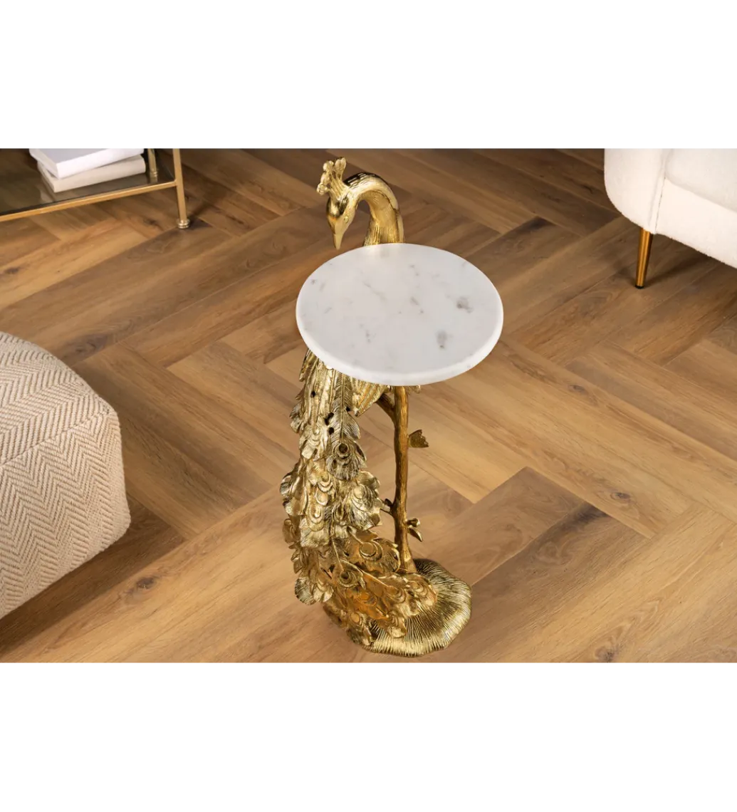 Invicta Interior - przedsprzedaż Stolik kawowy WILDLIFE PEACOCK 75 cm złoty