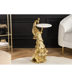 Invicta Interior - przedsprzedaż Stolik kawowy WILDLIFE PEACOCK 75 cm złoty