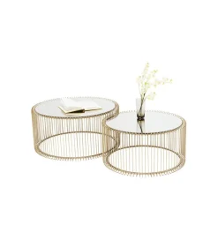 KARE Stolik kawowy Wire Brass set 2 złoty