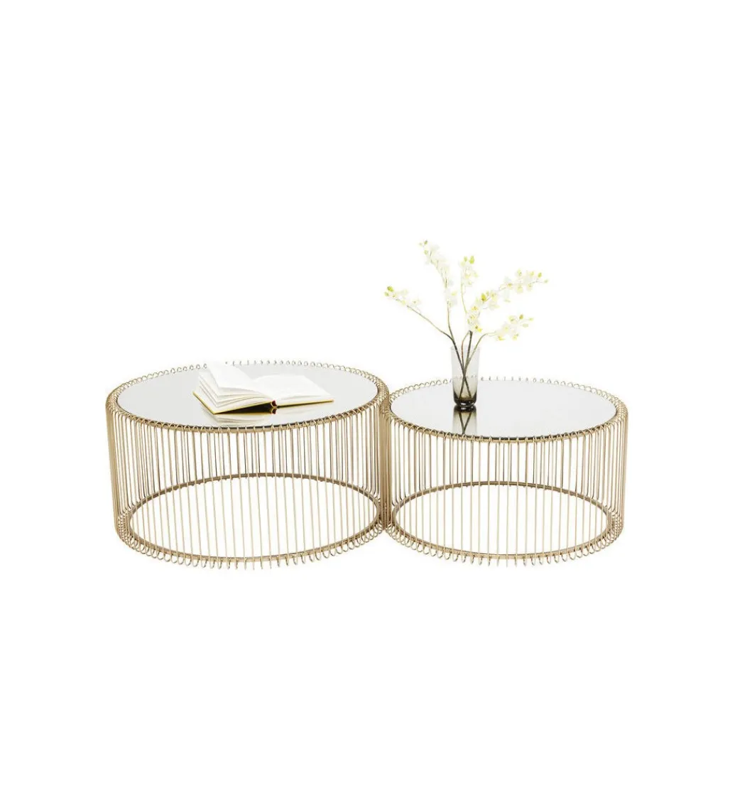 KARE Stolik kawowy Wire Brass set 2 złoty
