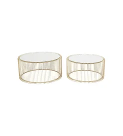 KARE Stolik kawowy Wire Brass set 2 złoty