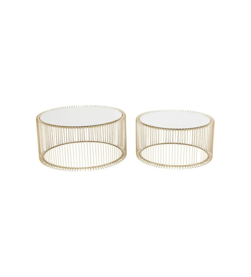 KARE Stolik kawowy Wire Brass set 2 złoty