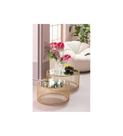KARE Stolik kawowy Wire Brass set 2 złoty